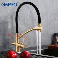 Смеситель для кухни гибкий силиконовый гусак с выходом для фильтра  GAPPO G4398-1 Бронза