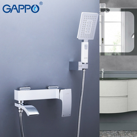 Смеситель GAPPO для ванны с коротким гусаком  G3207-8 Белый/Хром
